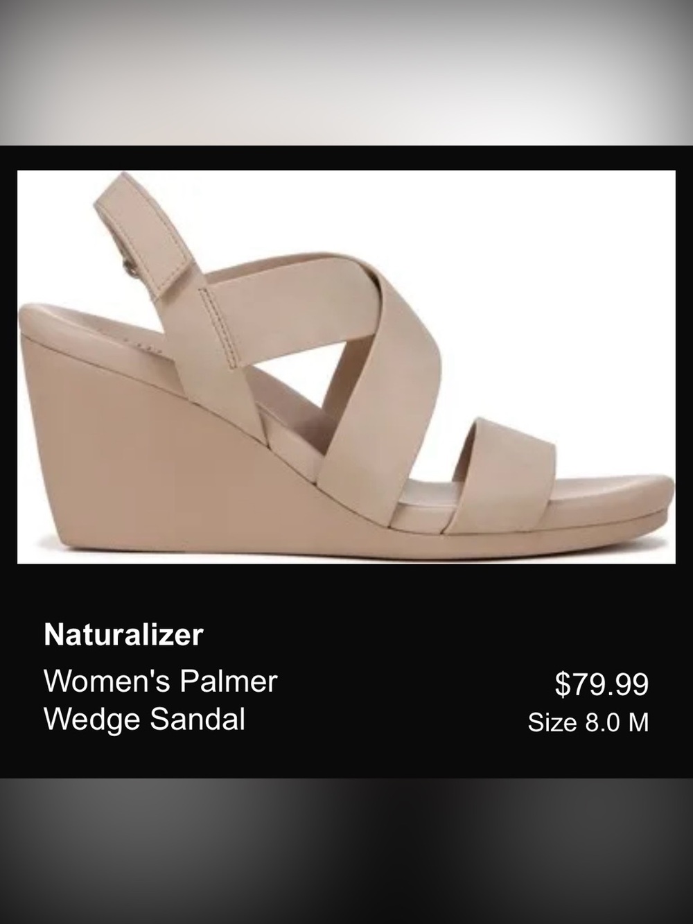 Naturalizer Women's Palmer Wedge Sandal in Nude Beige